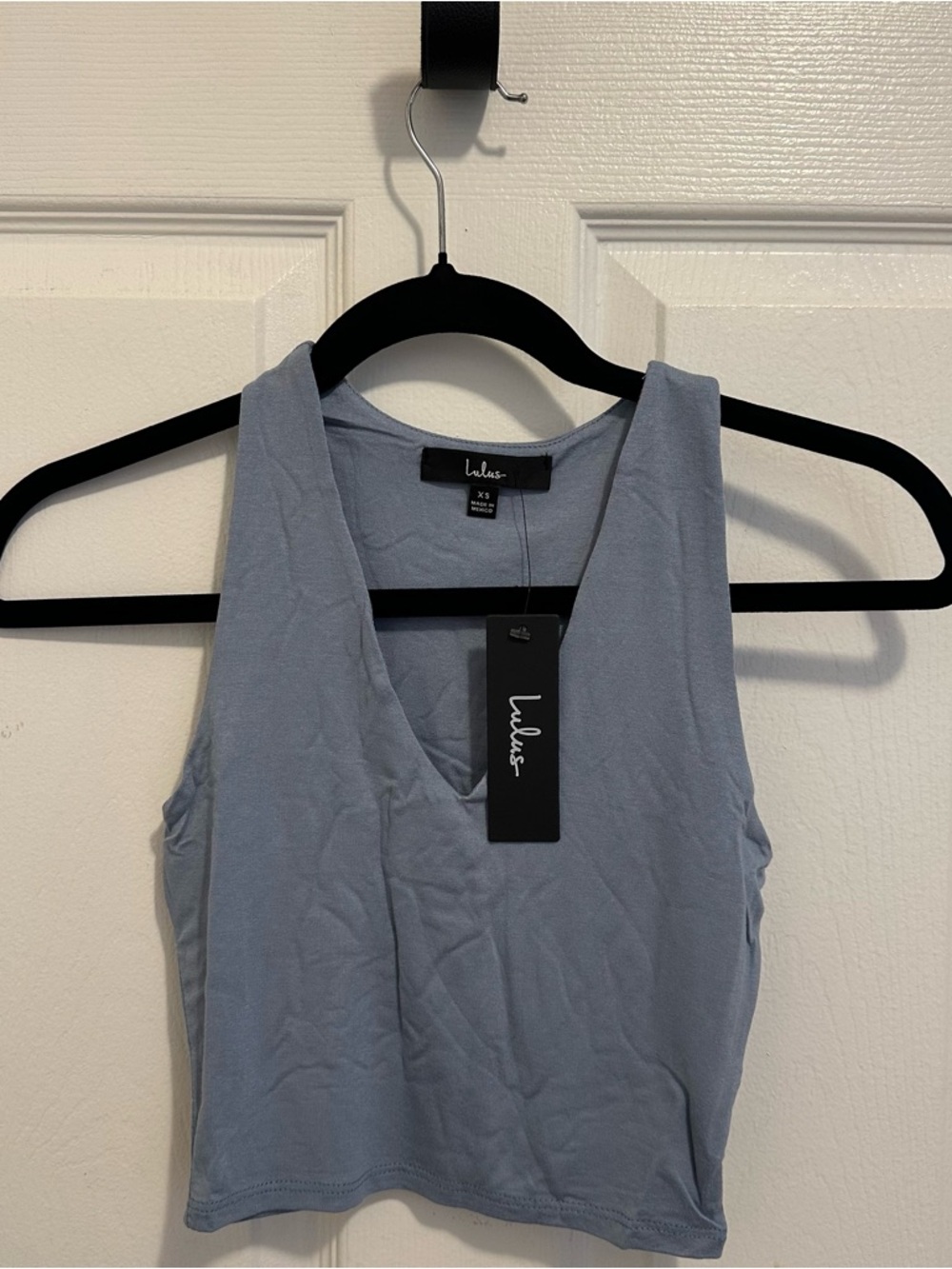 Lulu's Light Blue V-Neck Cropped Tank